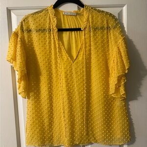 Alice + Olivia Yellow Textured Blouse